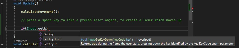 tooltip for VS Input.GetKeyDown